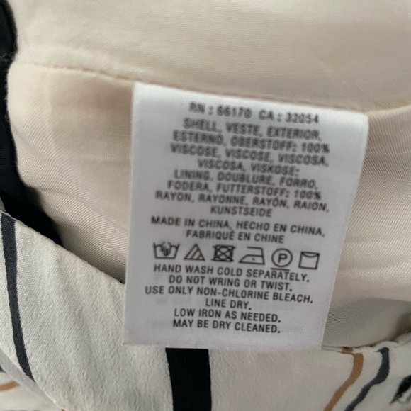 Striped wide leg pant black, white, tan Sz 2 - Picture 5 of 5